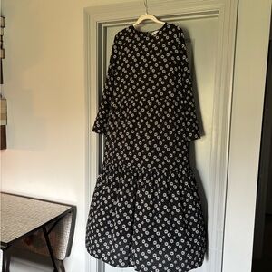 ASOS Black Long-Sleeve Floral Maxi Dress